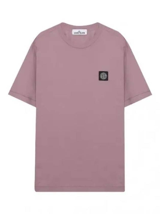 Garment dyeing embroidered logo patch short sleeve men s t shirt - STONE ISLAND - BALAAN 1