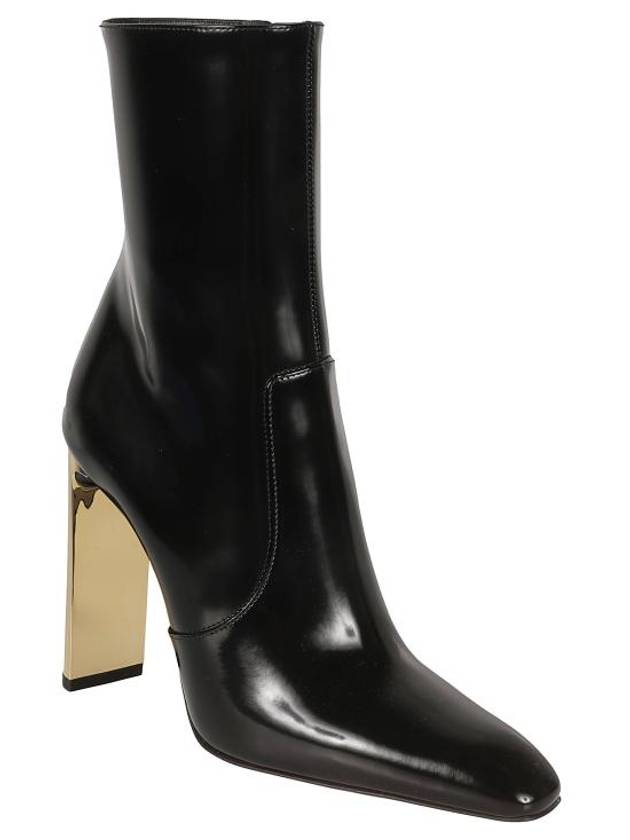 Auteuil Leather Heels Middle Boots Black - SAINT LAURENT - BALAAN 3