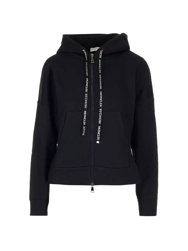 Logo String Zip Up Hoodie Black - MONCLER - BALAAN 1