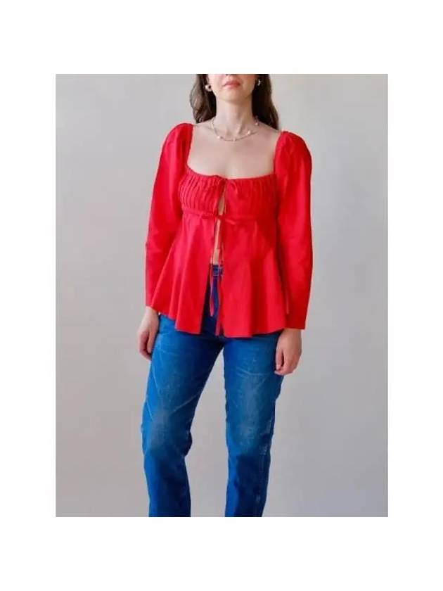 TACH TEIDE Tie Linen Blouse Red - ETC - BALAAN 4