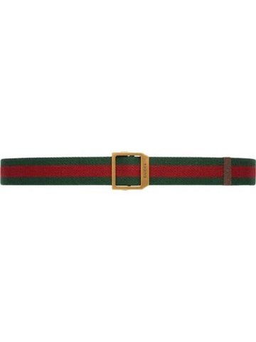 Web Square Buckle Belt Red Green - GUCCI - BALAAN 1