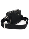 2VH070 Black Re nylon Brushed Leather Silver Triangle Brick Cross Bag - PRADA - BALAAN 3