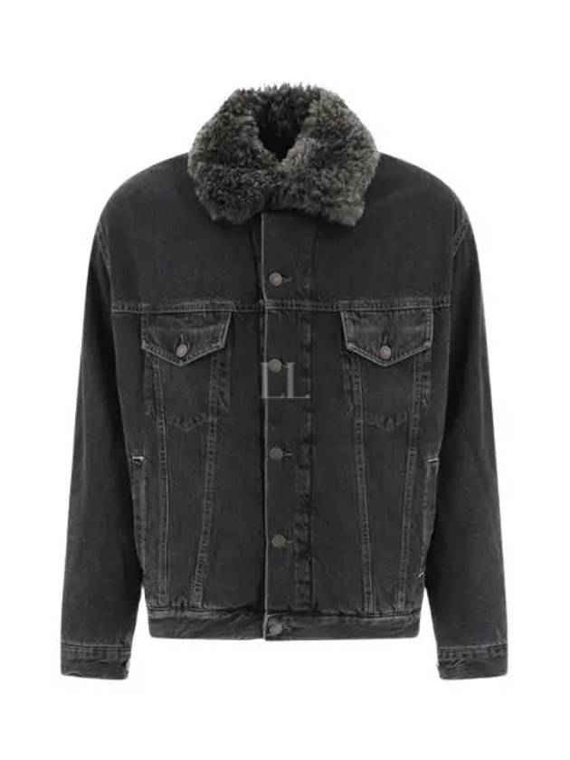 Sherpa Collar Denim Jacket Black - ACNE STUDIOS - BALAAN 2