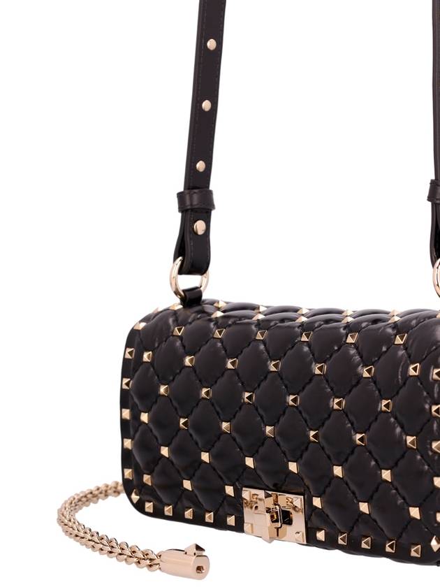 Rockstud Spike Leather Shoulder Bag Black - VALENTINO - BALAAN 4