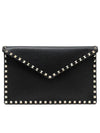 Envelope Rockstud Clutch Bag Black - VALENTINO - BALAAN.