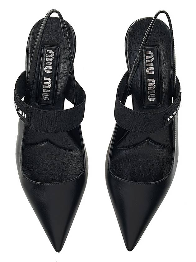 Leather Pumps Slingback Heel Black - MIU MIU - BALAAN 7