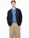 Men s M243OT01NY Dense Hatchi Wool Blended Y neck Knit Cardigan Navy - CHANCE'S NOI - BALAAN 1