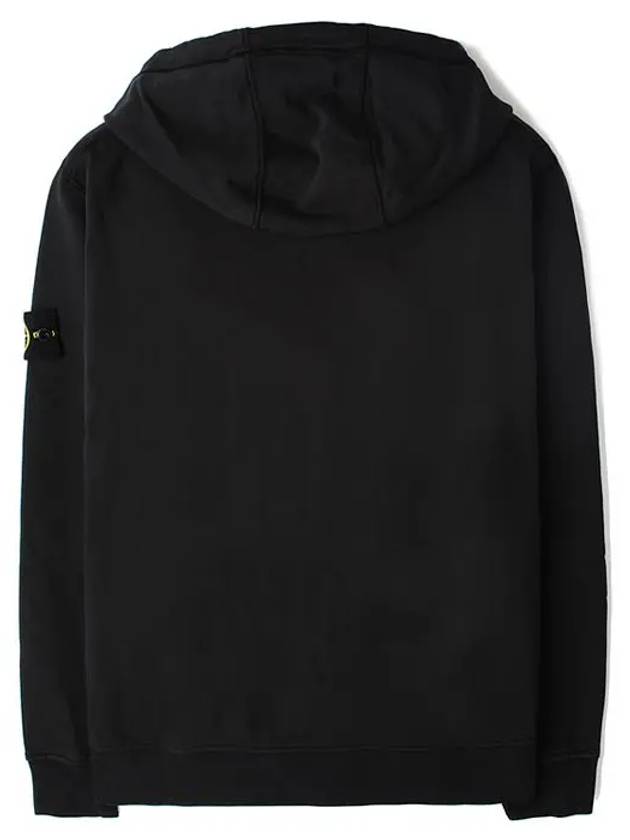 Cotton Fleece Garment Dyed Zip Up Hoodie Black - STONE ISLAND - BALAAN 3