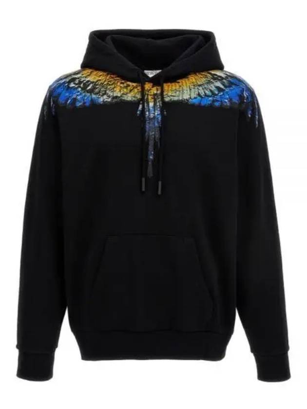 Icon Wings Drawstring Cotton Hoodie Black - MARCELO BURLON - BALAAN 2