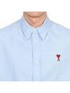 Men's Boxy Fit Embroidered Logo Short Sleeve Shirt Light Blue - AMI - BALAAN 6