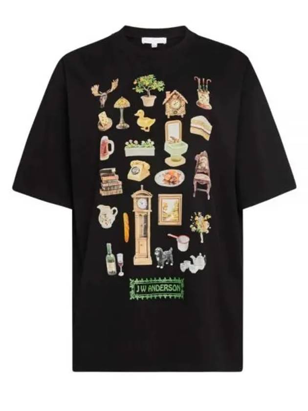 Diorama Printed  Short Sleeve T-Shirt Black - JW ANDERSON - BALAAN 2