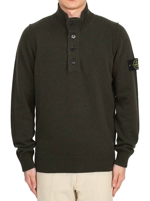 Wappen Patch Button Knit Top Khaki - STONE ISLAND - BALAAN 2