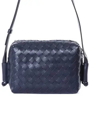 Intrecciato Weaving Leather Cross Bag Navy - BOTTEGA VENETA - BALAAN 1