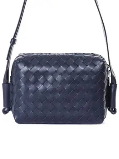 Intrecciato Weaving Leather Cross Bag Navy - BOTTEGA VENETA - BALAAN 1