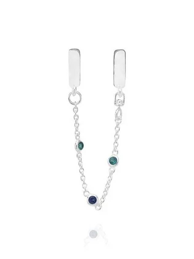 Charm Triple Blue Stone Safety Chain Silver - PANDORA - BALAAN 5