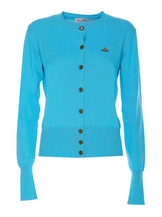 Logo Patch Cardigan Blue - VIVIENNE WESTWOOD - BALAAN 2