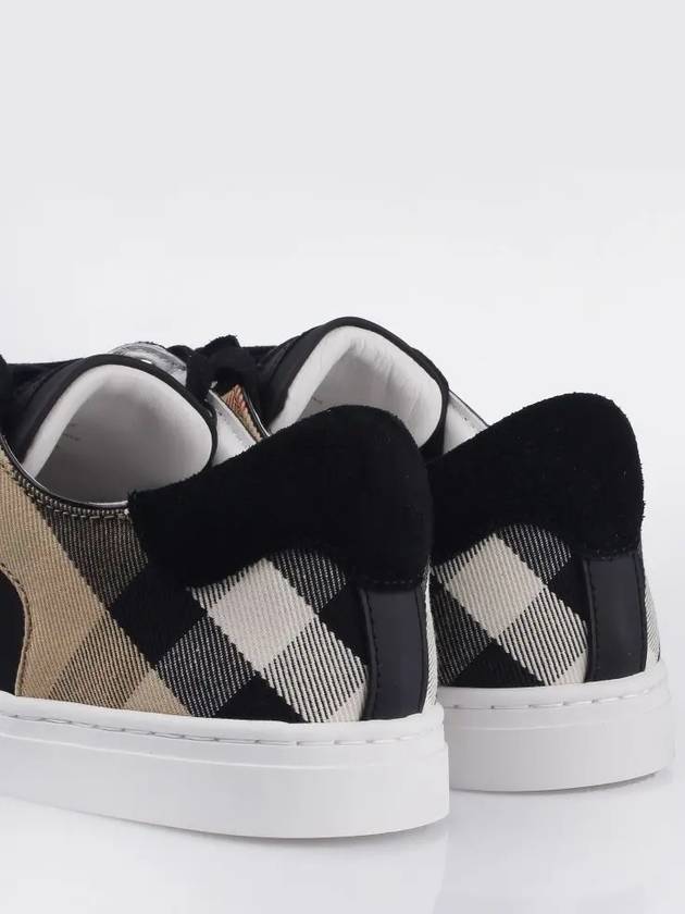 House Check Leather Suede Low Top Sneakers Black - BURBERRY - BALAAN 5