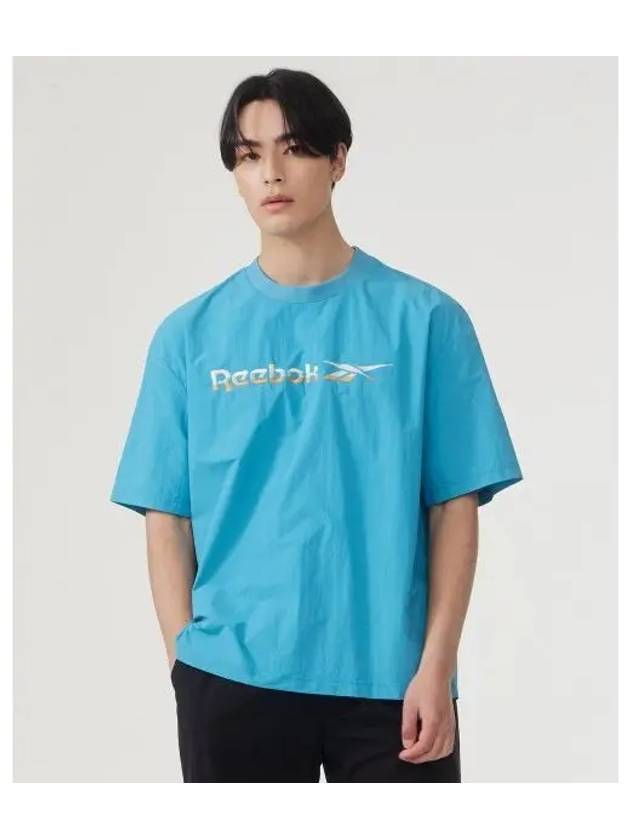 Primary Big Logo Woven T Shirt Blue - REEBOK - BALAAN 1