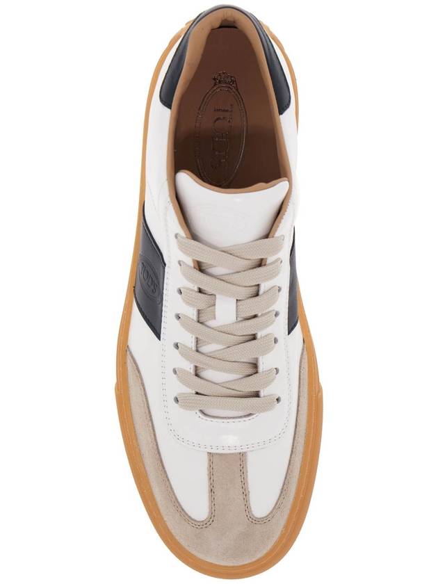 Calfskin Leather Low Top Sneakers White Green - TOD'S - BALAAN 3