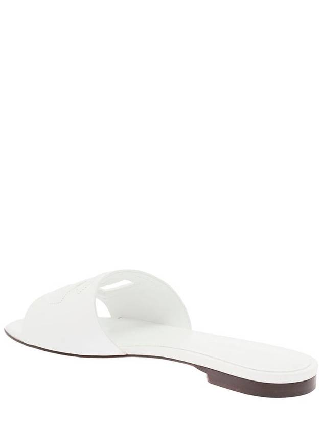 DG Logo Leather Flat Slippers White - DOLCE&GABBANA - BALAAN 8