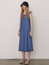 Women's Tassel Trimmed Denim Long Dress Blue - PRETONE - BALAAN 5