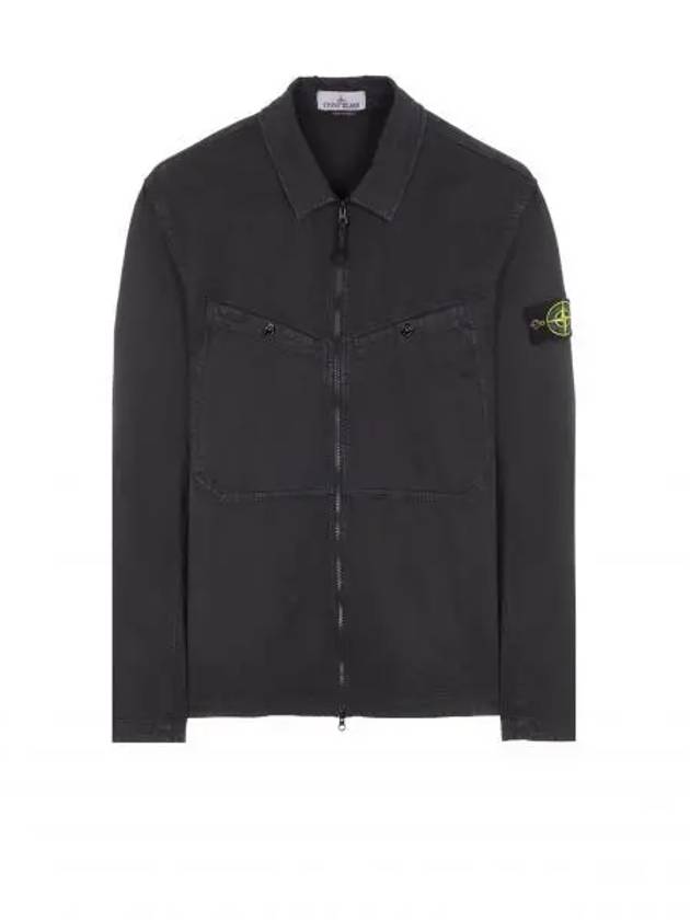 Wappen Patch Overshirt Zip Up Jacket Black - STONE ISLAND - BALAAN 2