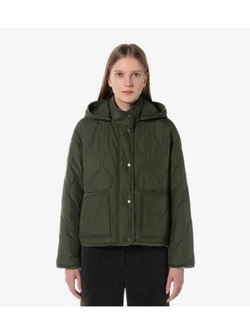 Women s Crop Wave Quilted Jumper Khaki - LACOSTE - BALAAN 1