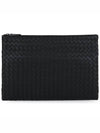 Intrecciato Document Leather Clutch Bag Black - BOTTEGA VENETA - BALAAN 2