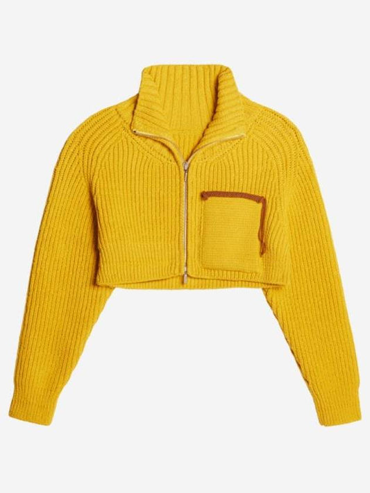Le Cardigan Acro Coat High Neck Cardigan Yellow - JACQUEMUS - BALAAN 1