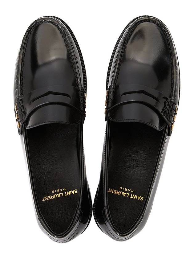 Monogram Penny Leather Loafer Black - SAINT LAURENT - BALAAN 3