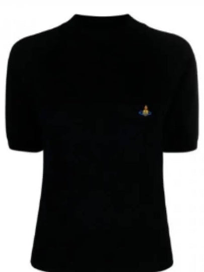 Embroidery ORB Logo Wool Knit Top Black - VIVIENNE WESTWOOD - BALAAN 2