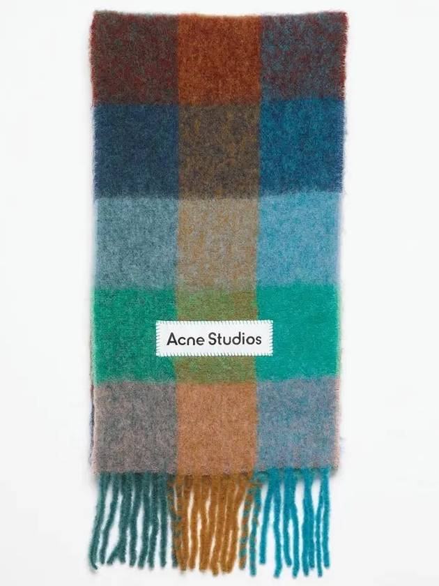 Check Mohair Muffler Turquoise Camel Blue - ACNE STUDIOS - BALAAN 2