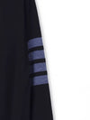 4-Bar Stripe Sustainable Merino Wool Cardigan Navy - THOM BROWNE - BALAAN 4