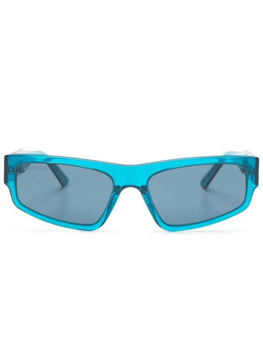 Eyewear Logo Print Rectangular Frame Sunglasses Blue - BALENCIAGA - BALAAN 1