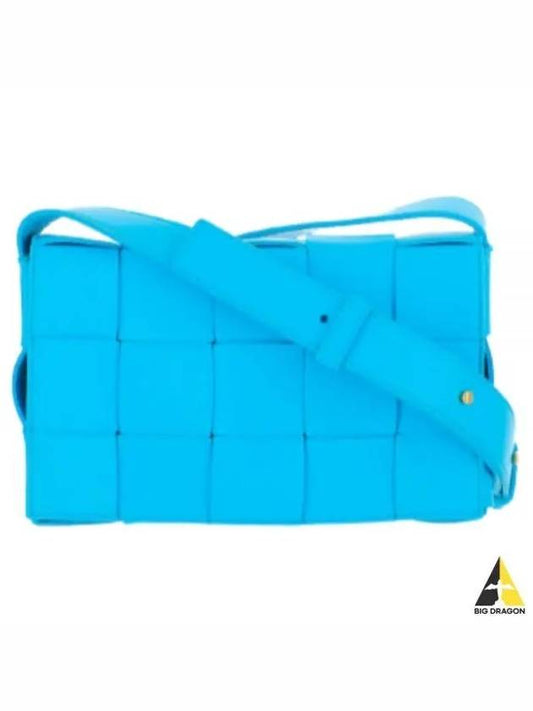 Women's Cassette Leather Small Cross Bag Blue - BOTTEGA VENETA - BALAAN 2