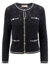 Kendra Logo Lace Cardigan Black - TORY BURCH - BALAAN 2