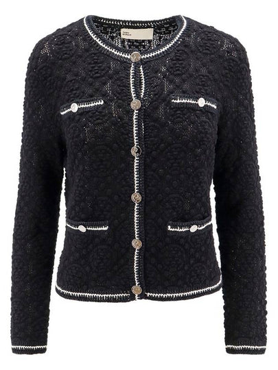 Kendra Logo Lace Cardigan Black - TORY BURCH - BALAAN 2