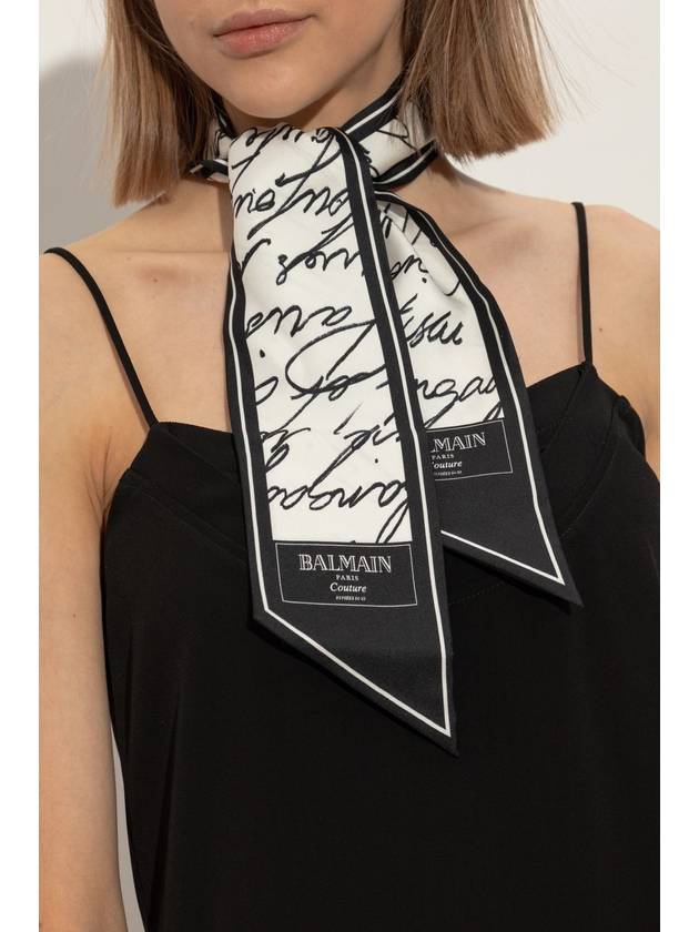 Balmain Silk Scarf With Monogram, Women's, White - BALMAIN - BALAAN 2