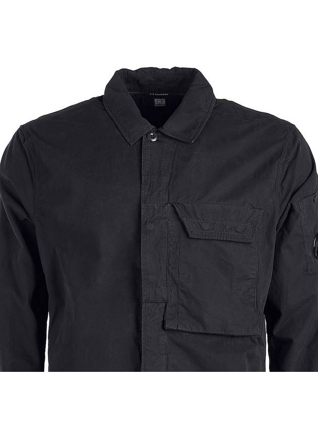 Lens Waffen Pocket Long Sleeve Shirt Black - CP COMPANY - BALAAN 5