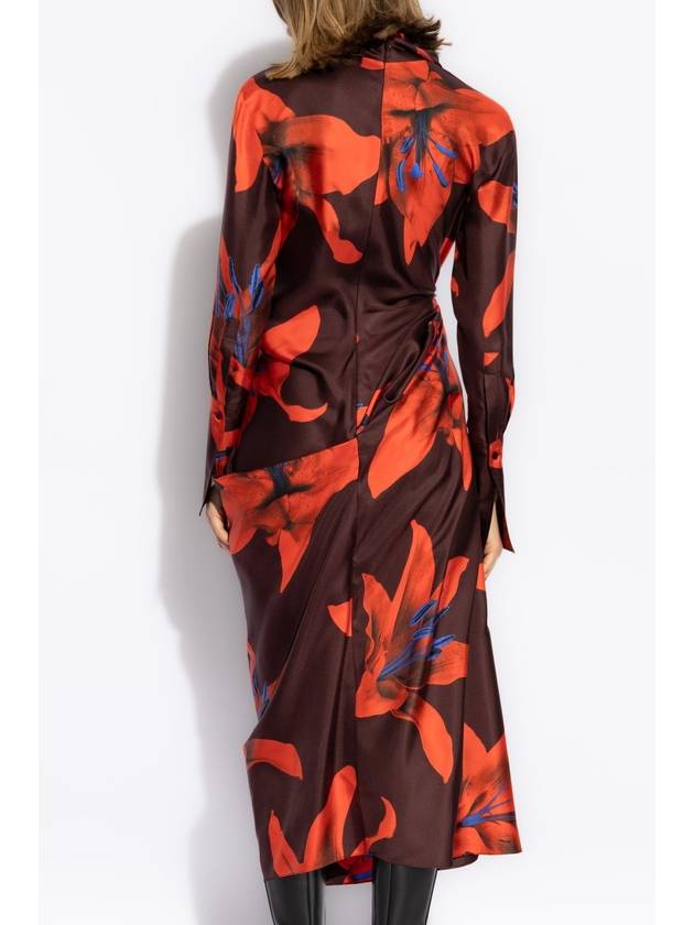 Alexander McQueen Silk Dress, Women's, Burgundy - ALEXANDER MCQUEEN - BALAAN 4