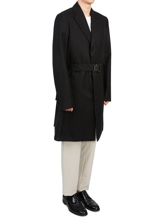 Logo Buckle Wool Single Coat Black - DIOR - BALAAN 4