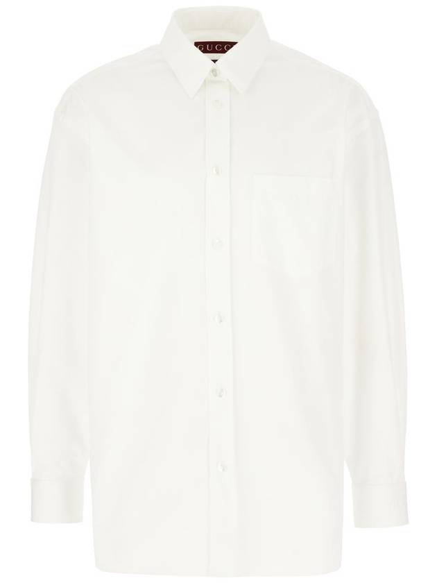 Embossed Cotton Poplin Long Sleeve Shirt White - GUCCI - BALAAN 2