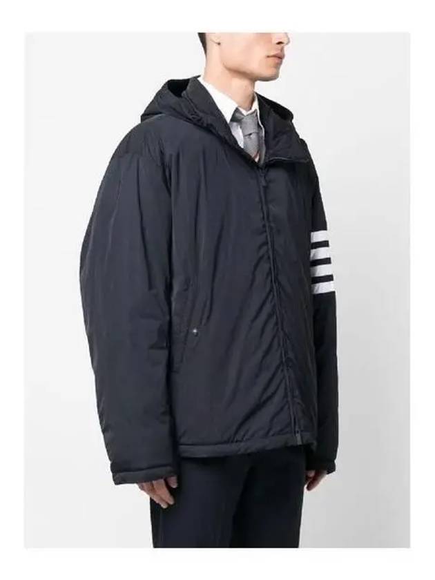 Poly Twill 4-bar Down Filled Hooded Jacket Navy - THOM BROWNE - BALAAN 5