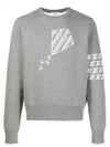 Men's Diagonal Kite Icon Jacquard Knit Cotton Sweatshirt Light Grey - THOM BROWNE - BALAAN 2