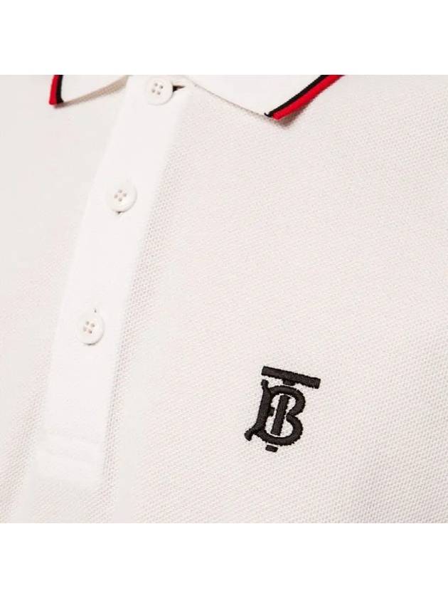 Icon Stripe Placket Cotton Short Sleeve Polo Shirt White - BURBERRY - BALAAN.