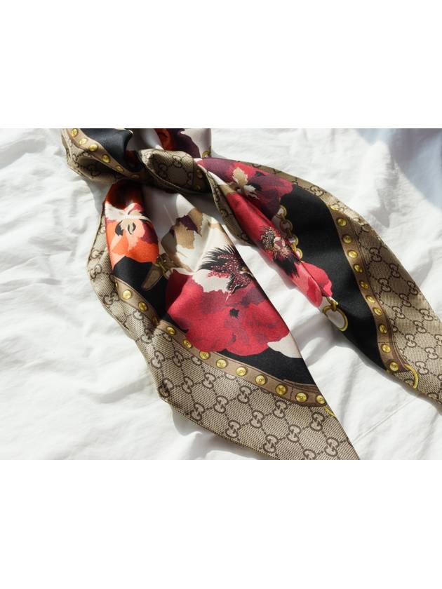 GG Flower Square Silk Scarf - GUCCI - BALAAN 7