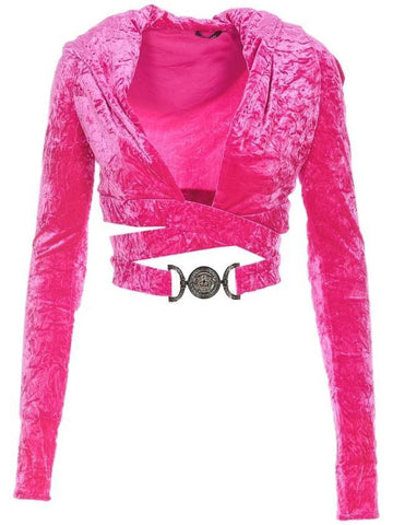 Medusa Bigi Cutout VELVET Velvet Crop Hood Pink - VERSACE - BALAAN 1