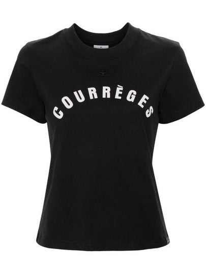 AC Straight Printed Short Sleeve T-Shirt Black - COURREGES - BALAAN 2