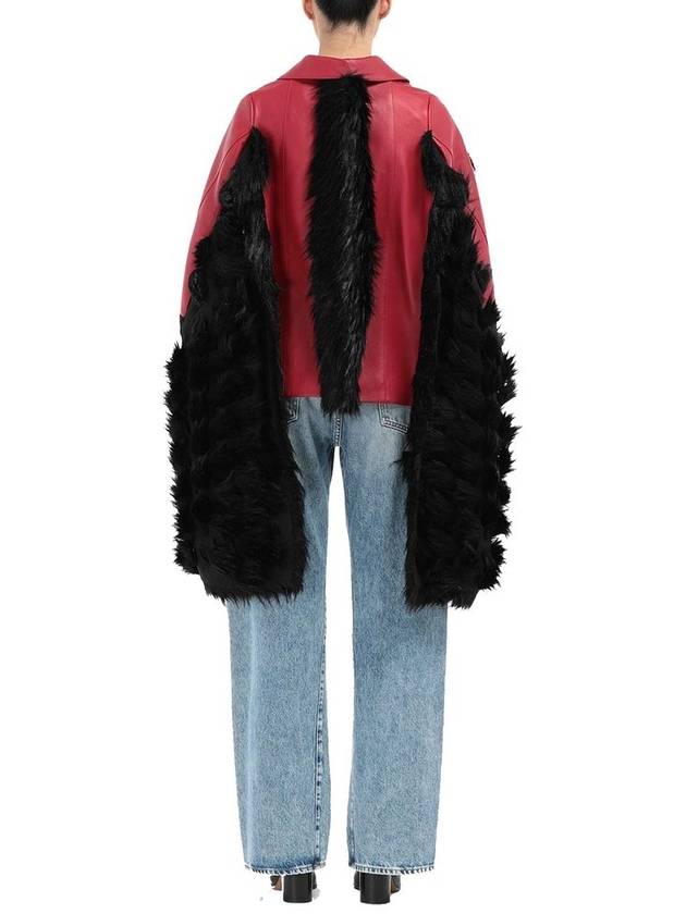 Maison Margiela Faux Fur Trimmed Leather Cape Jacket - MAISON MARGIELA - BALAAN 4