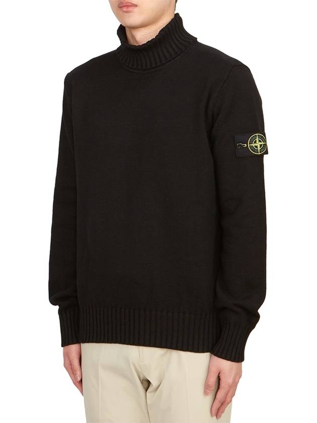 Wappen Patch Loose Fit Cotton Turtleneck Black - STONE ISLAND - BALAAN 3